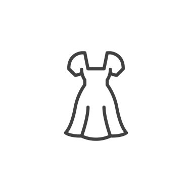 Giysi çizgisi simgesi. Mobil konsept ve web tasarımı için doğrusal biçim işareti. Kısa kollu elbise taslak vektör simgesi. Sembol, logo çizimi. Vektör grafikleri