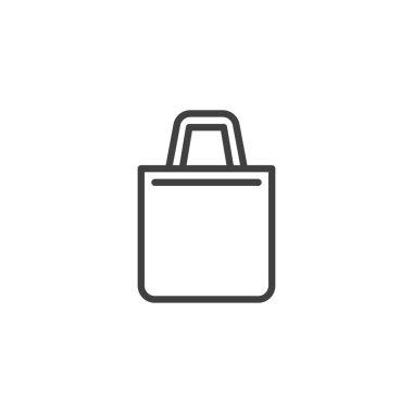 Alışveriş poşeti ikonu. Mobil konsept ve web tasarımı için doğrusal biçim işareti. Kağıt torba ana hatlı vektör simgesi. Sembol, logo çizimi. Vektör grafikleri