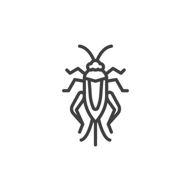 Çekirge çizgisi ikonu. Mobil konsept ve web tasarımı için doğrusal biçim işareti. Çekirge çekirge ana hatları vektör simgesi. Sembol, logo çizimi. Vektör grafikleri