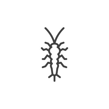 Gümüşbalığı böcek çizgisi simgesi. Mobil konsept ve web tasarımı için doğrusal biçim işareti. Gümüş balığının ana hatları vektör ikonu. Sembol, logo çizimi. Vektör grafikleri