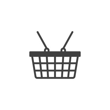 Alışveriş sepeti ikonu. Mobil konsept ve web tasarımı için düz tabela. Sepet kabartma simgesi. Sembol, logo çizimi. Vektör grafikleri