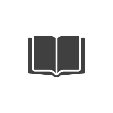 Kitap vektör simgesini aç. Mobil konsept ve web tasarımı için düz tabela. Kitap sembolü simgesi. Sembol, logo çizimi. Vektör grafikleri