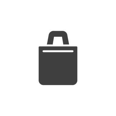 Alışveriş poşeti vektör simgesi. Mobil konsept ve web tasarımı için düz tabela. Kese kağıdı sembolü. Sembol, logo çizimi. Vektör grafikleri