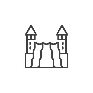 Su parkı slayt çizgisi simgesi. Mobil konsept ve web tasarımı için doğrusal biçim işareti. Su parkı ana hatları vektör simgesi. Sembol, logo çizimi. Vektör grafikleri