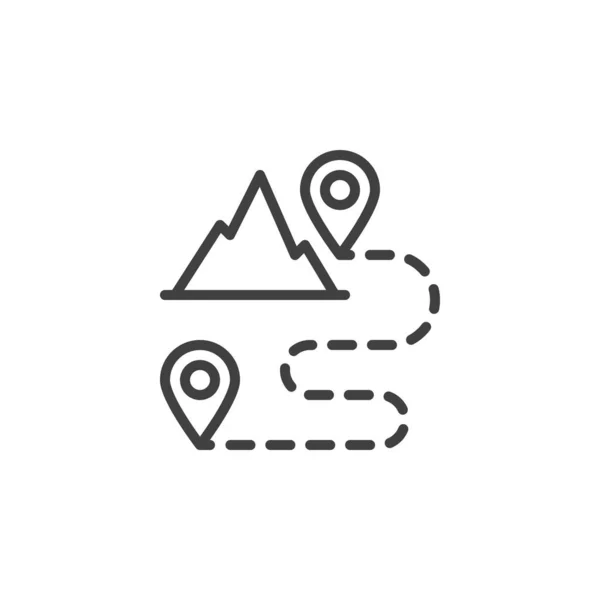 旅程路线图标 移动概念和网页设计的线性风格标志 山路旅行轮廓矢量图标 标识插图 矢量图形 — 图库矢量图片