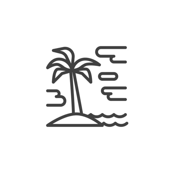 Palma Sulla Spiaggia Icona Linea Segno Stile Lineare Concetto Mobile — Vettoriale Stock