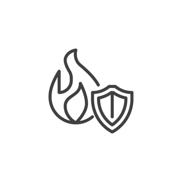 Feuerversicherung Ikone Lineares Stilschild Für Mobiles Konzept Und Webdesign Brandschutzschild — Stockvektor