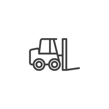 Forklift kamyon hattı ikonu. Mobil konsept ve web tasarımı için doğrusal biçim işareti. Forklift ana hatlı vektör simgesi. Sembol, logo çizimi. Vektör grafikleri