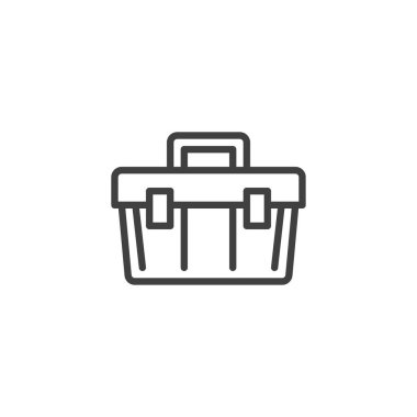 Araç kutusu çizgisi simgesi. Mobil konsept ve web tasarımı için doğrusal biçim işareti. araç kutusu ana hatları vektör simgesi. Sembol, logo çizimi. Vektör grafikleri