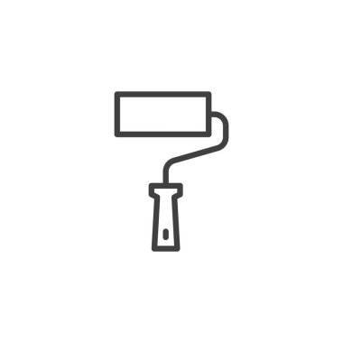 Paten çizgisi simgesini boya. Mobil konsept ve web tasarımı için doğrusal biçim işareti. Boya silindiri çizgisi vektör simgesi. Sembol, logo çizimi. Vektör grafikleri