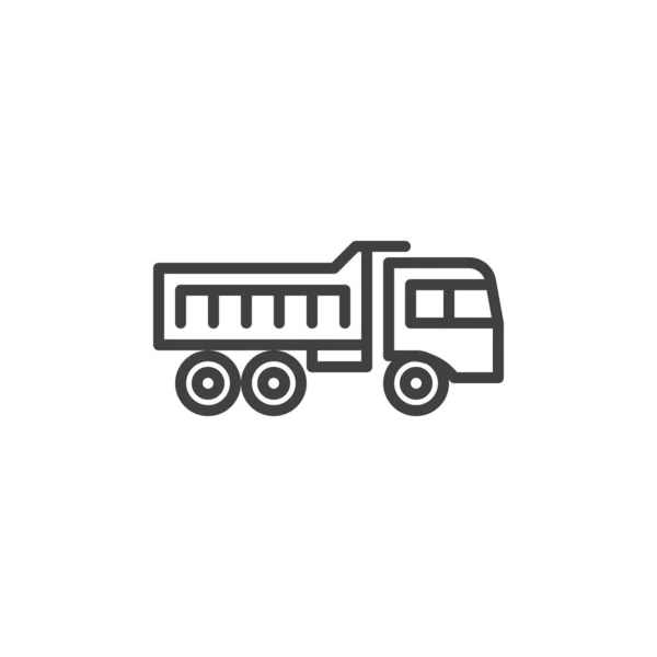 トラックのアイコンをダンプします モバイルコンセプトとウェブデザインのためのリニアスタイルのサイン 建設トラックの輪郭ベクトルアイコン シンボル ロゴイラスト ベクトルグラフィックス — ストックベクタ