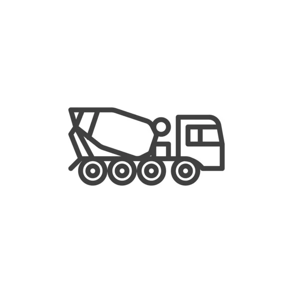 Concrete Mixer Truck Line Icon Linear Style Sign Mobile Concept — Stock Vector