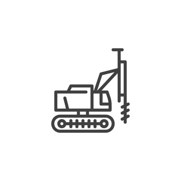 Pile Machine Forage Ligne Icône Signe Style Linéaire Pour Concept — Image vectorielle