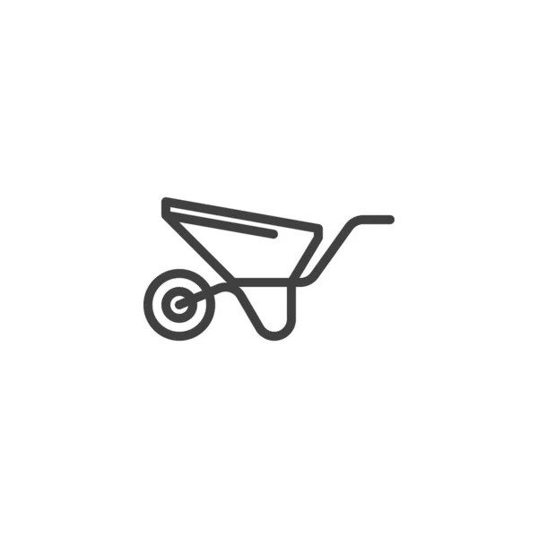 Wheelbarrow Line Icon Linear Style Sign Mobile Concept Web Design — Stock Vector