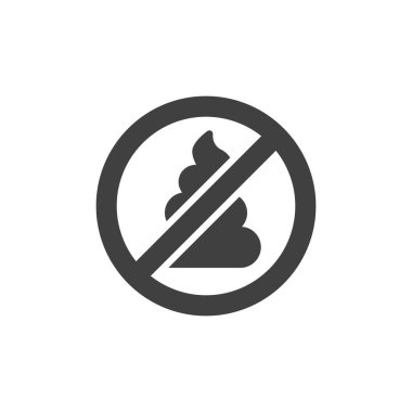 Kaka vektör simgesi yok. Mobil konsept ve web tasarımı için düz tabela. Yasak sembol kakası yapmak. Sembol, logo çizimi. Vektör grafikleri