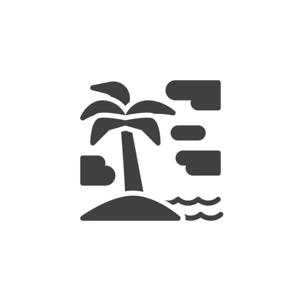 Palm Boom Het Strand Vector Icoon Gevuld Plat Bord Voor — Stockvector