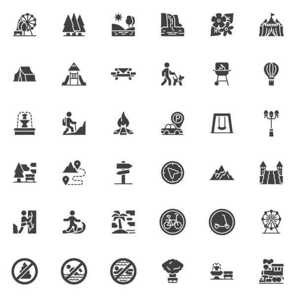 Park Outdoors Vector Icons Set Modern Solid Symbol Collection Filled — Stock Vector