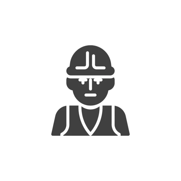 Construction Worker Vector Icon Man Wearing Hardhat Filled Flat Sign — Stock Vector