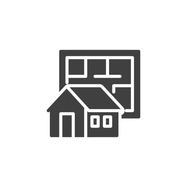 Ikona Wektora Projektu Domu Projekt Architektoniczny Wypełnił Płaski Znak Dla — Wektor stockowy