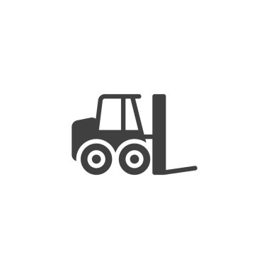 Forklift kamyon vektör simgesi. Mobil konsept ve web tasarımı için düz tabela. Forklift kabartma simgesi. Sembol, logo çizimi. Vektör grafikleri