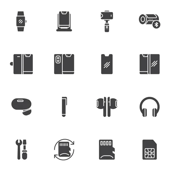Handy Zubehör Vektor Icons Set Moderne Solide Symbolsammlung Gefüllte Stil — Stockvektor
