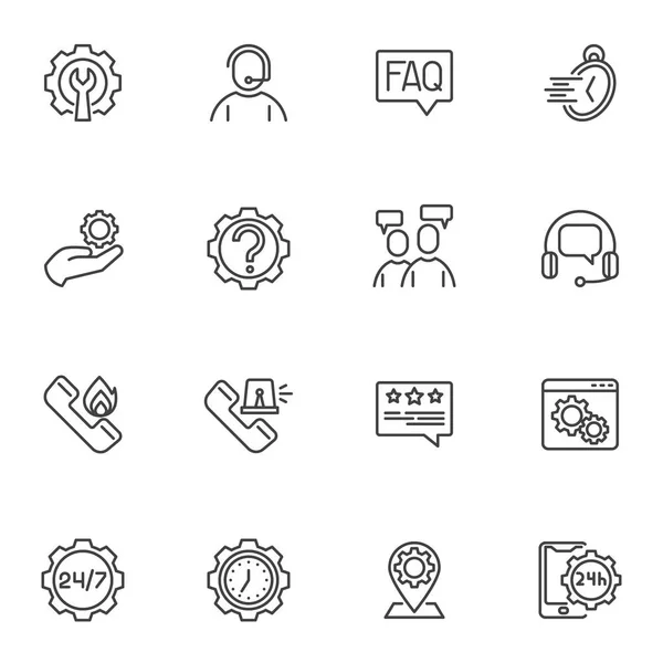Support Service Line Icons Set Outline Vector Symbol Collection Linear — Stock Vector
