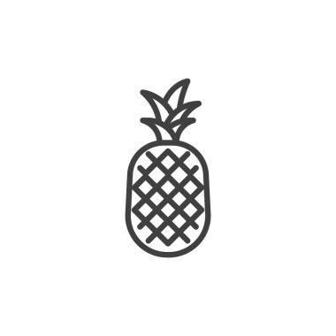 Ananas meyve çizgisi ikonu. Mobil konsept ve web tasarımı için doğrusal biçim işareti. Yaprak çizgisi vektör simgesi olan ananas. Sembol, logo çizimi. Vektör grafikleri