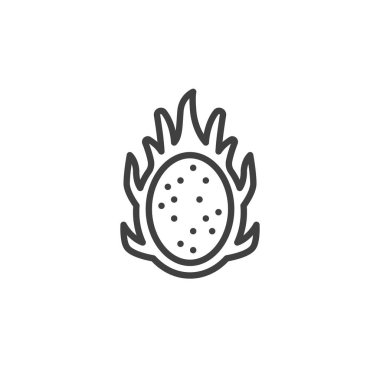 Ejder Meyvesi çizgisi simgesi. Mobil konsept ve web tasarımı için doğrusal biçim işareti. Ejderha meyve çizgisi vektör simgesi. Sembol, logo çizimi. Vektör grafikleri