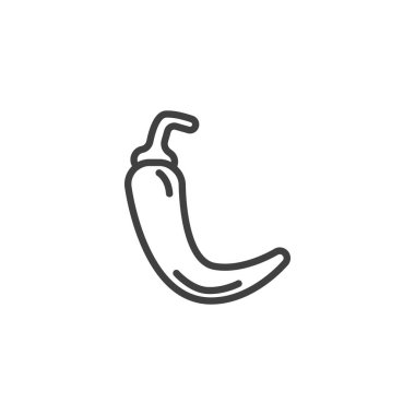 Acı biber çizgisi simgesi. Mobil konsept ve web tasarımı için doğrusal biçim işareti. Chili biberi ana hatlı vektör ikonu. Sembol, logo çizimi. Vektör grafikleri