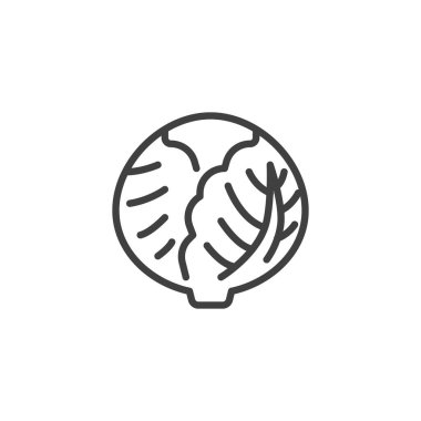 Lahana sebze çizgisi ikonu. Mobil konsept ve web tasarımı için doğrusal biçim işareti. Lahana ana ana ana taslak vektör simgesi bırakır. Sembol, logo çizimi. Vektör grafikleri