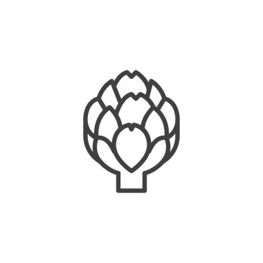 Enginar çiçek çizgisi simgesi. Mobil konsept ve web tasarımı için doğrusal biçim işareti. Enginar ana hat vektör simgesi. Sembol, logo çizimi. Vektör grafikleri