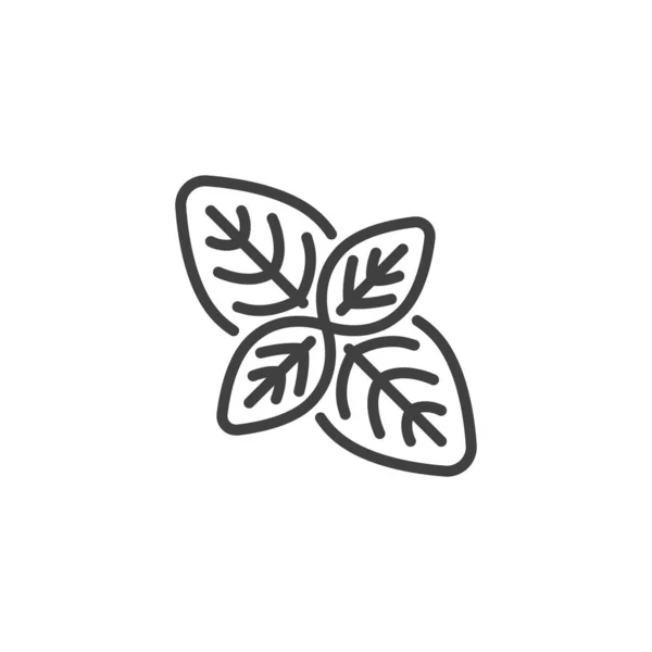 罗勒叶线图标 移动概念和网页设计的线性风格标志 罗勒草本植物概述病媒图标 标识插图 矢量图形 — 图库矢量图片
