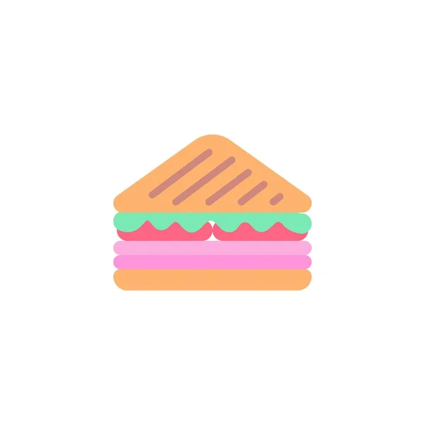 Ikon Datar Sandwich Tanda Vektor Piktogram Berwarna Warni Diisolasi Dengan - Stok Vektor