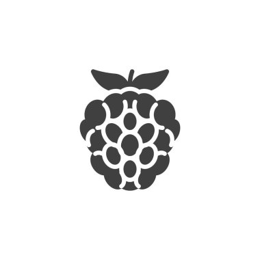 Ahududu meyve vektör ikonu. Mobil konsept ve web tasarımı için düz tabela. Ahududu kabartma ikonu. Sembol, logo çizimi. Vektör grafikleri