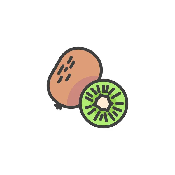 Kiwi Ovoce Vyplněné Obrys Ikona Čára Vektorové Znamení Lineární Barevné — Stockový vektor