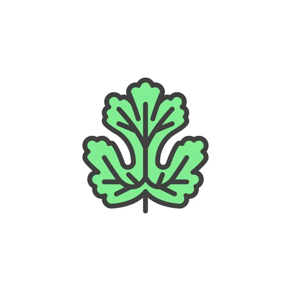 Иконка Контура Листа Кориандра Знак Вектора Линии Линейная Красочная Пиктограмма — стоковый вектор