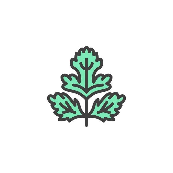 Icône Contour Remplie Herbes Persil Signe Vectoriel Linéaire Pictogramme Coloré — Image vectorielle