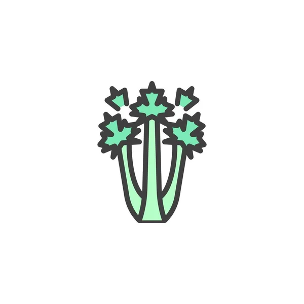 Заполненная Сельдереем Иконка Контура Знак Вектора Линии Линейная Красочная Пиктограмма — стоковый вектор