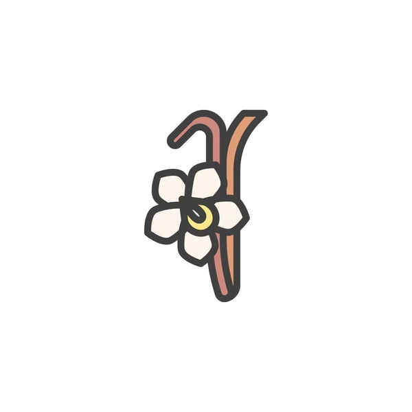 Иконка Цветком Ванили Знак Вектора Линии Линейная Красочная Пиктограмма Выделенная — стоковый вектор