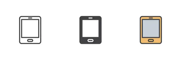 Digital Tablett Olika Stil Ikon Set Linje Glyf Och Fylld — Stock vektor