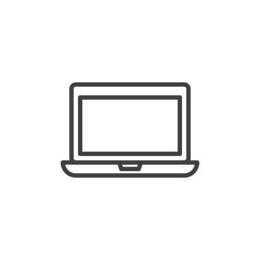 Dizüstü bilgisayar hattı simgesi. Mobil konsept ve web tasarımı için doğrusal biçim işareti. Not defteri ana hat vektör simgesi. Sembol, logo çizimi. Vektör grafikleri