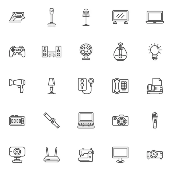 Home Appliances Line Icons Set Linear Style Symbols Collection Outline — Stock Vector