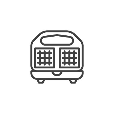 Belçika Waffle Yapıcı çizgisi simgesi. Mobil konsept ve web tasarımı için doğrusal biçim işareti. Waffle Üreticisi vektör simgesini çizer. Sembol, logo çizimi. Vektör grafikleri