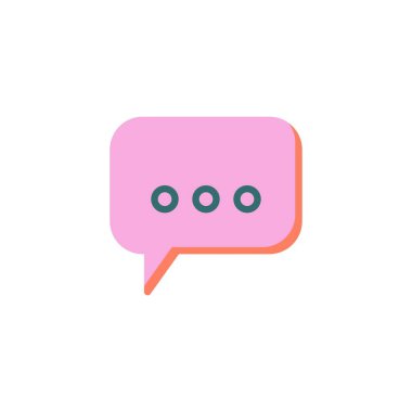 Sohbet mesajı düz simgesi, konuşma kabarcığı vektör işareti, beyaza izole edilmiş renkli resim. İletişim sembolü, logo çizimi. Düz biçim tasarımı