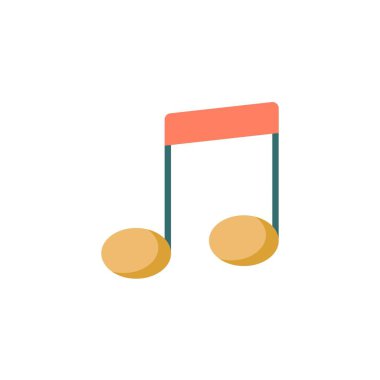Müzik notası simgesi, vektör işareti, beyaz üzerine izole edilmiş renkli resim. Sembol, logo çizimi. Düz biçim tasarımı