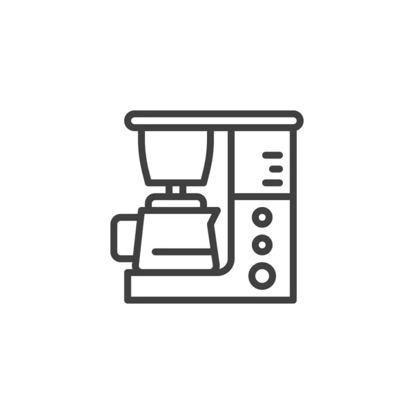 コーヒーメーカーのラインアイコン モバイルコンセプトとウェブデザインのためのリニアスタイルのサイン コーヒーマシンの輪郭ベクトルアイコン シンボル ロゴイラスト ベクトルグラフィックス — ストックベクタ