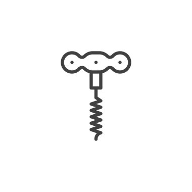 Tirbüşon çizgisi simgesi. Mobil konsept ve web tasarımı için doğrusal biçim işareti. Şişe açıcı ana hat vektör simgesi. Sembol, logo çizimi. Vektör grafikleri