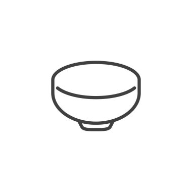 Çorba kasesi çizgisi ikonu. Mobil konsept ve web tasarımı için doğrusal biçim işareti. Mutfak kasesi vektör ikonu. Sembol, logo çizimi. Vektör grafikleri