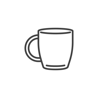 Kahve kupa sırası simgesi. mobil konsept ve web tasarımı için doğrusal stil işareti. Çay bardağı anahat vektör simgesi. Sembol, logo illüstrasyonu. Vektör grafikleri