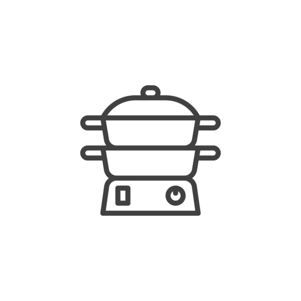 米粉线图标 移动概念和网页设计的线性风格标志 食品蒸汽机轮廓矢量图标 标识插图 矢量图形 — 图库矢量图片